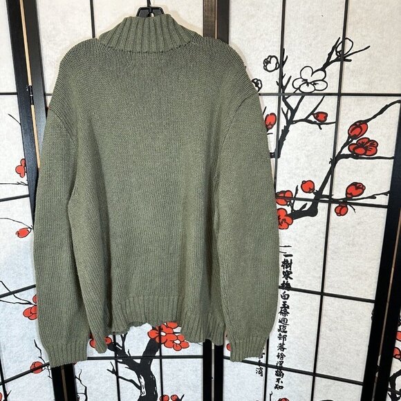 Polo Ralph Lauren Chunky Heavyweight Knit Half Zip Sweater Hunter Green Size XXL - Picture 3 of 5
